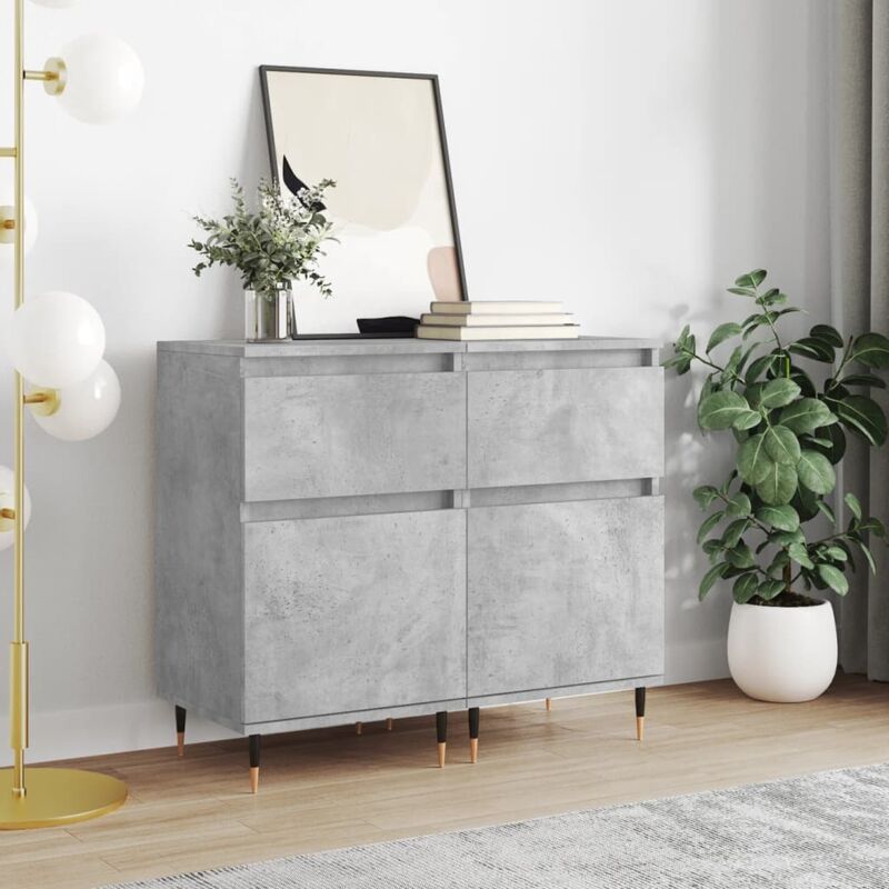 foto del prodotto vidaxl credenze 2 pz grigio cemento 40x35x70 cm in legno multistrato