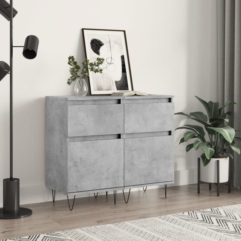 foto del prodotto vidaxl credenze 2 pz grigio cemento 40x35x70 cm in legno multistrato