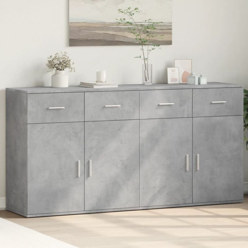 foto del prodotto vidaxl credenze 2 pz grigio cemento 79x38x80 cm in legno multistrato