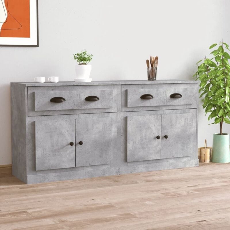 foto del prodotto vidaxl credenze 2 pz grigio cemento in legno multistrato