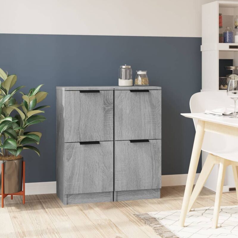 foto del prodotto vidaxl credenze 2 pz grigio sonoma 30x30x70 cm in legno multistrato