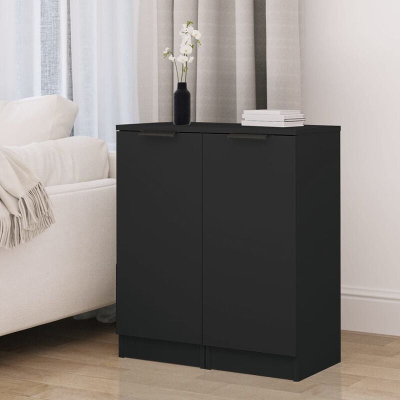 foto del prodotto vidaxl credenze 2 pz nere 30x30x70 cm in legno multistrato