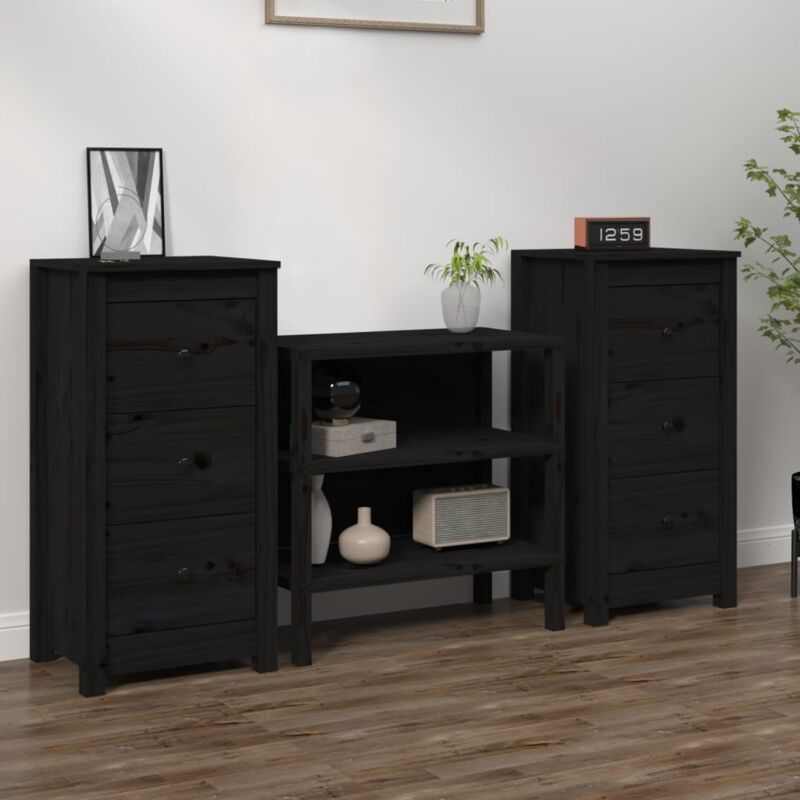 foto del prodotto vidaxl credenze 2 pz nere 40x35x80 cm in legno massello di pino