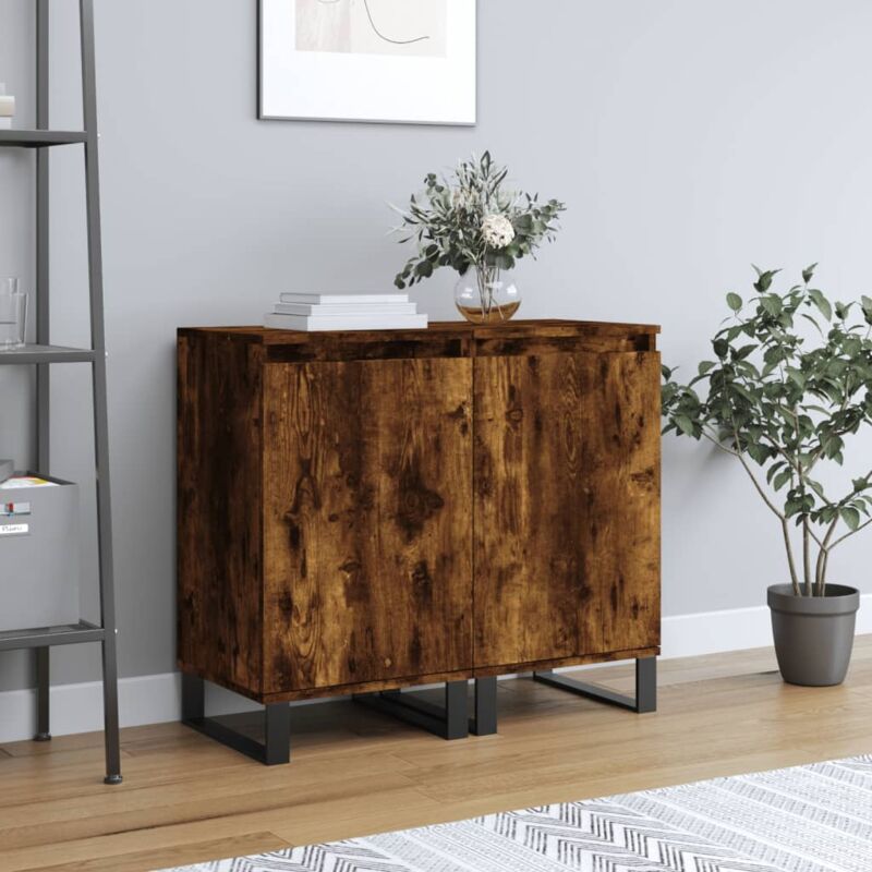 foto del prodotto vidaxl credenze 2 pz rovere fumo 40x35x70 cm in legno multistrato