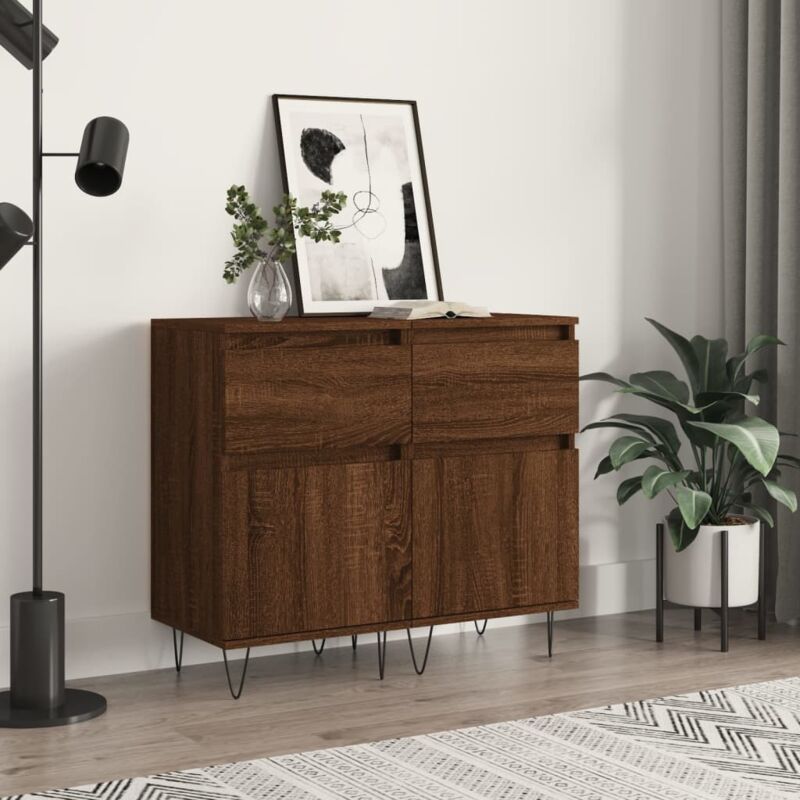foto del prodotto vidaxl credenze 2 pz rovere marrone 40x35x70 cm in legno multistrato