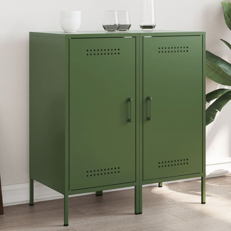 foto del prodotto vidaxl credenze 2 pz verde oliva 36x39x79 cm acciaio