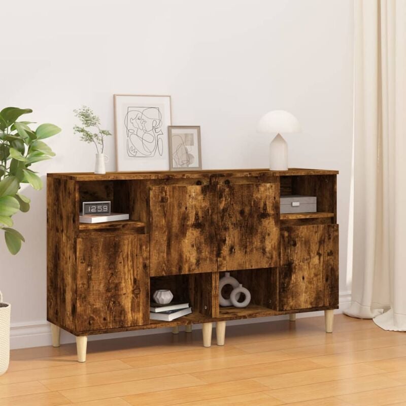 foto del prodotto vidaxl credenze 2pz rovere fumo 60x35x70 cm in legno multistrato