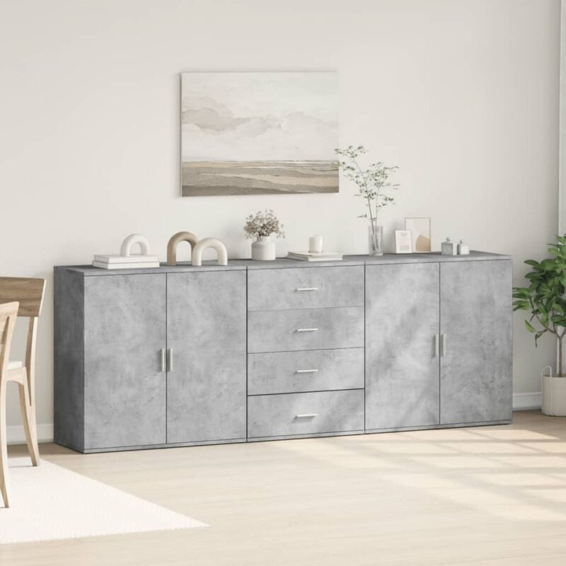 foto del prodotto vidaxl credenze 3 pz grigio cemento in legno multistrato