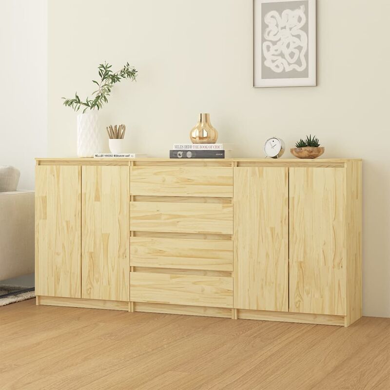 foto del prodotto vidaxl credenze 3 pz in legno massello di pino