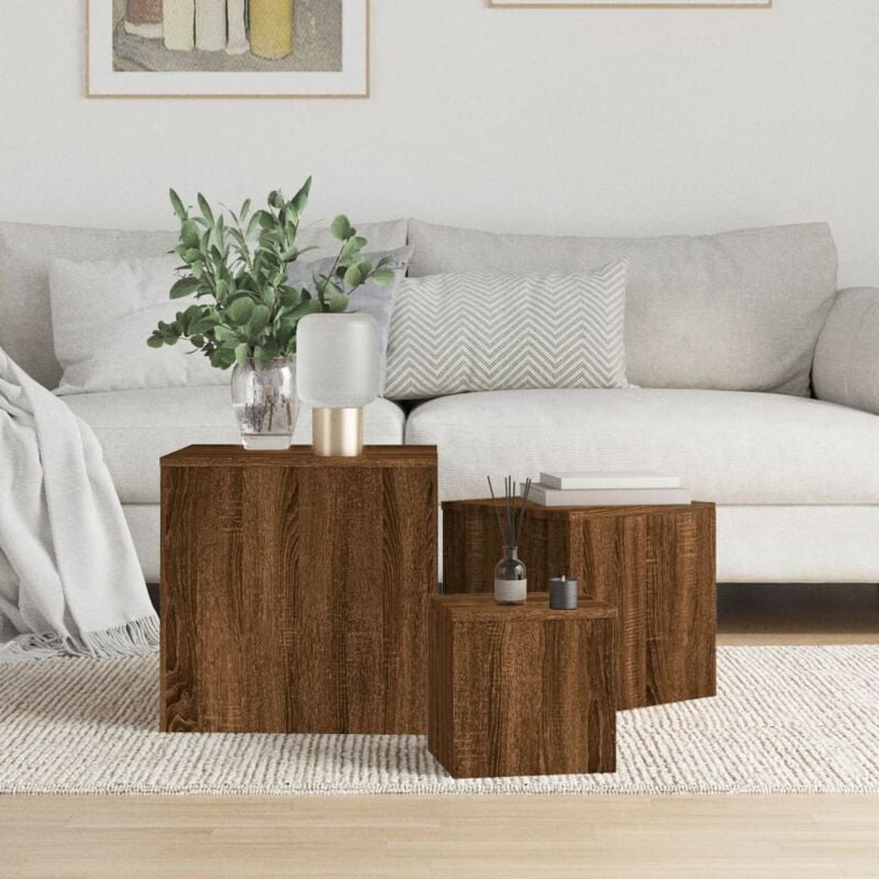 foto del prodotto vidaxl credenze 3 pz rovere marrone in legno multistrato