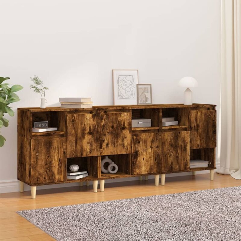foto del prodotto vidaxl credenze 3pz rovere fumo 60x35x70 cm in legno multistrato