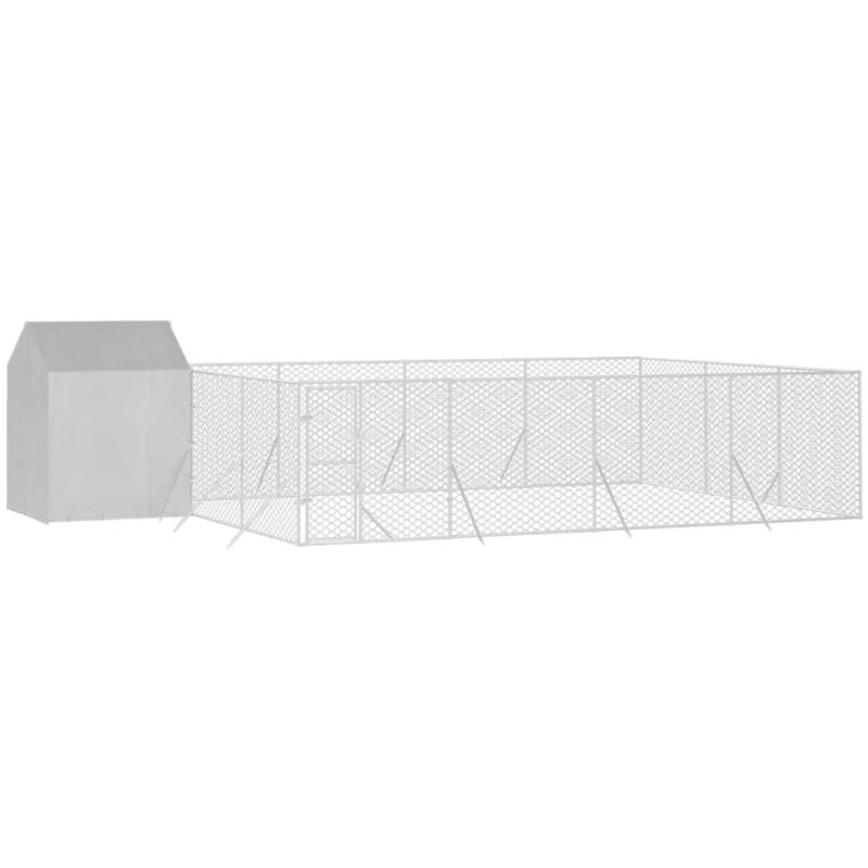 foto del prodotto vidaxl cuccia cani da esterno tetto argento 10x6x2,5 m acciaio zincato