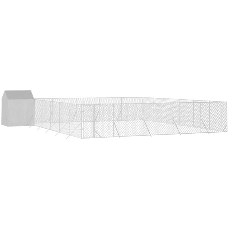 foto del prodotto vidaxl cuccia cani da esterno tetto argento 12x12x2,5m acciaio zincato