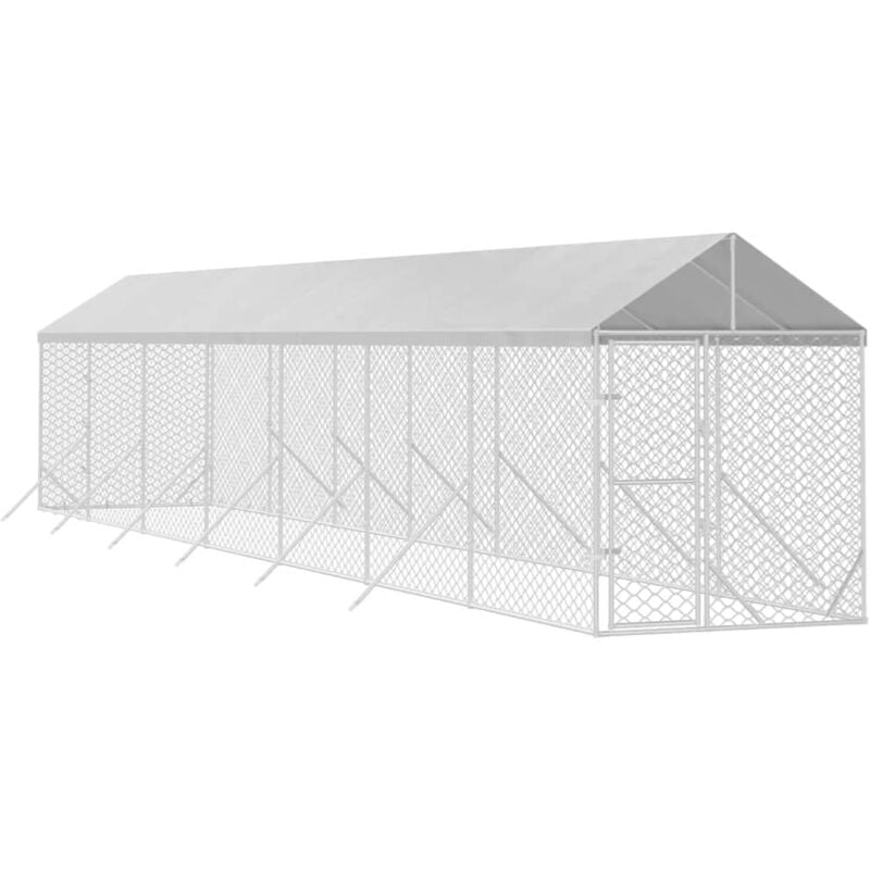 foto del prodotto vidaxl cuccia cani da esterno tetto argento 2x14x2,5 m acciaio zincato