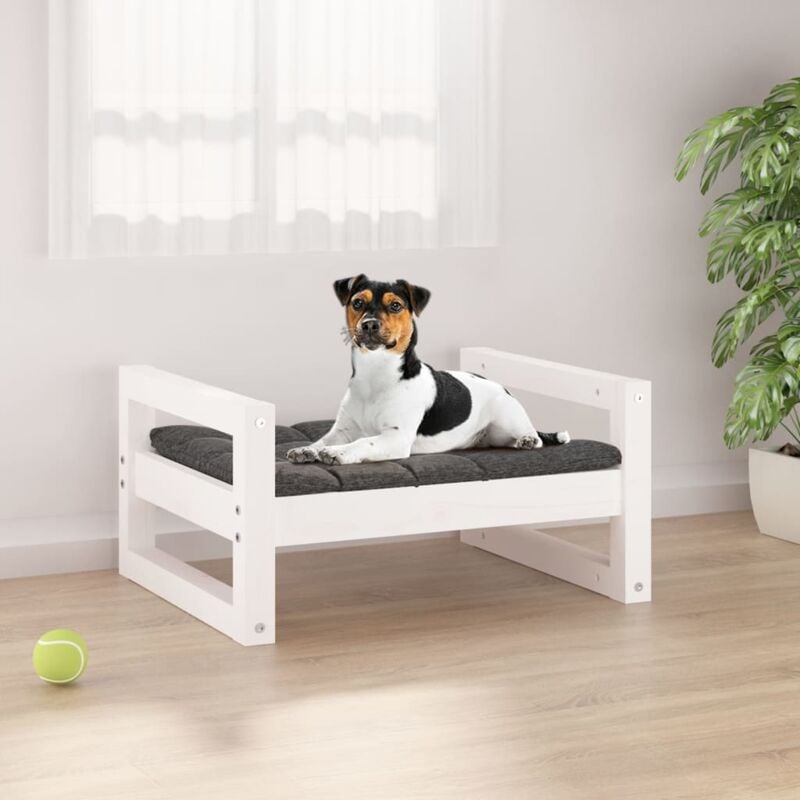 foto del prodotto vidaxl cuccia per cani bianca 55,5x45,5x28cm in legno massello di pino