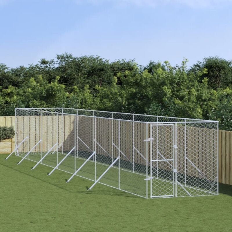 immagine 0 del prodotto vidaxl cuccia per cani da esterno argento 2x14x2 m acciaio zincato