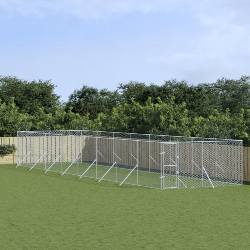 foto del prodotto vidaxl cuccia per cani da esterno argento 4x16x2 m in acciaio zincato