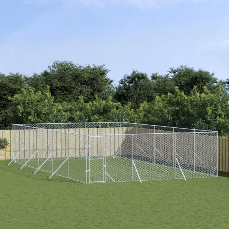 immagine 0 del prodotto vidaxl cuccia per cani da esterno argento 6x10x2 m in acciaio zincato