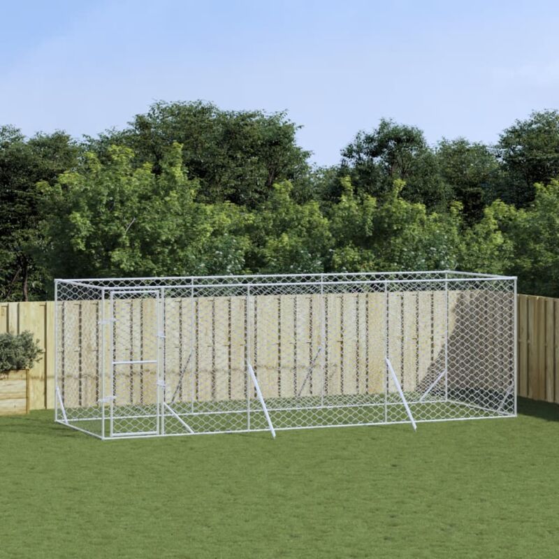 foto del prodotto vidaxl cuccia per cani da esterno argento 6x2x2 m in acciaio zincato