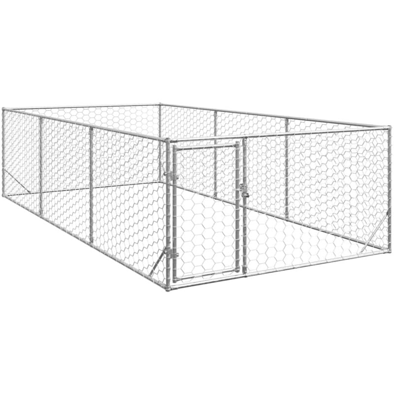 foto del prodotto vidaxl cuccia per cani da esterno con porta 2x4x1 m acciaio zincato