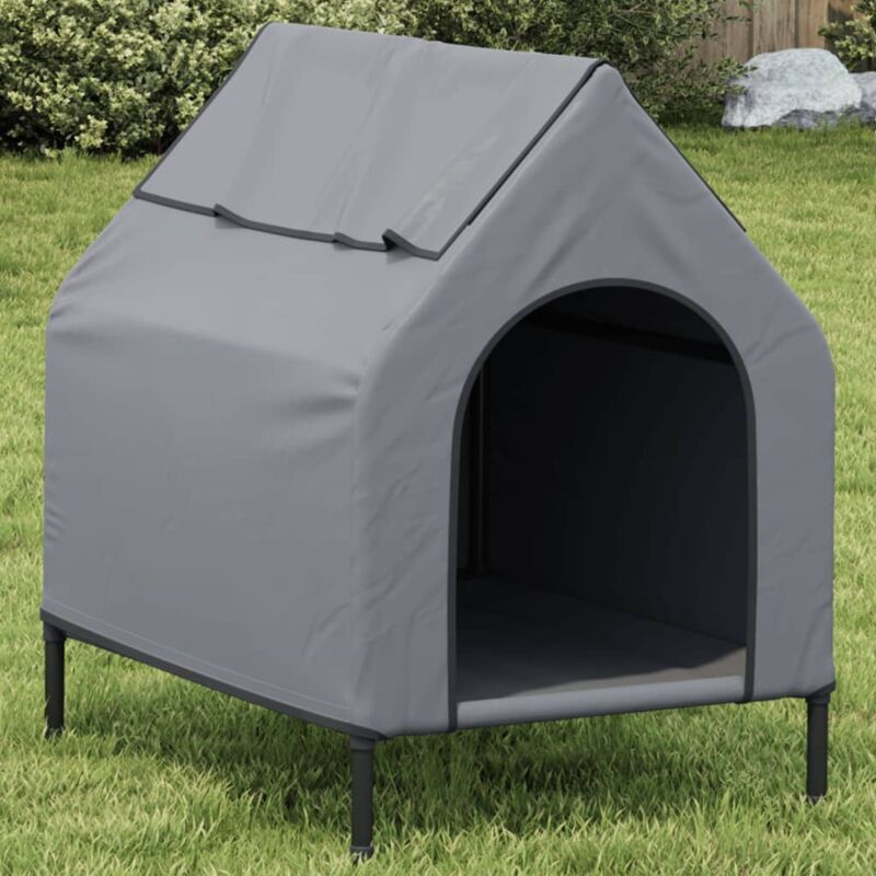 foto del prodotto vidaxl cuccia per cani grigio chiaro in tessuto oxford e acciaio
