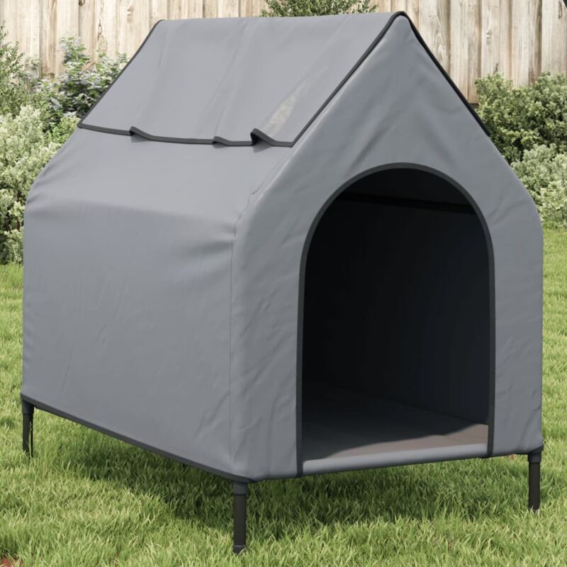 foto del prodotto vidaxl cuccia per cani grigio chiaro in tessuto oxford e acciaio