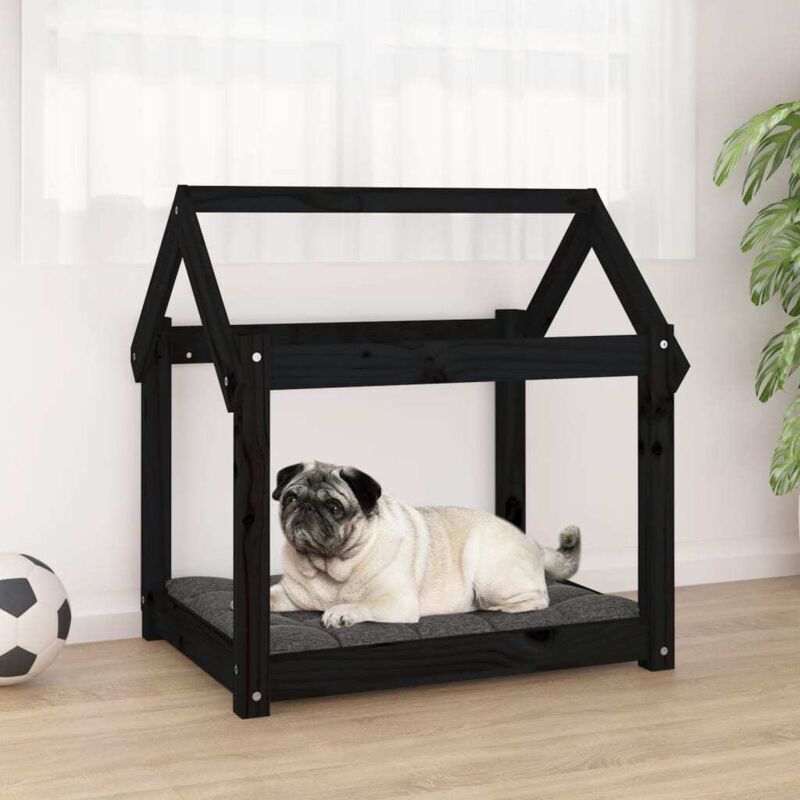 foto del prodotto vidaxl cuccia per cani nera 71x55x70 cm in legno massello di pino