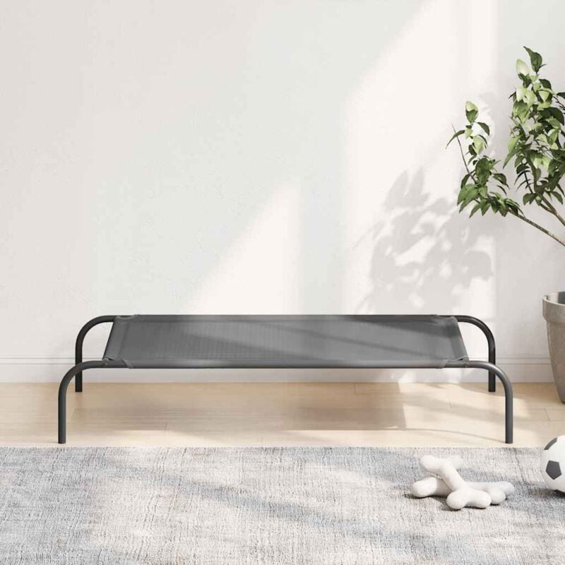 foto del prodotto vidaxl cuccia per cani rialzata grigia 110x65x20cm textilene e acciaio