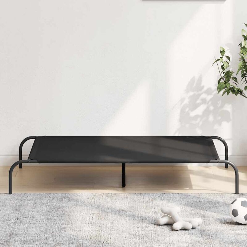 foto del prodotto vidaxl cuccia per cani rialzata nera 130x80x20cm tela oxford e acciaio