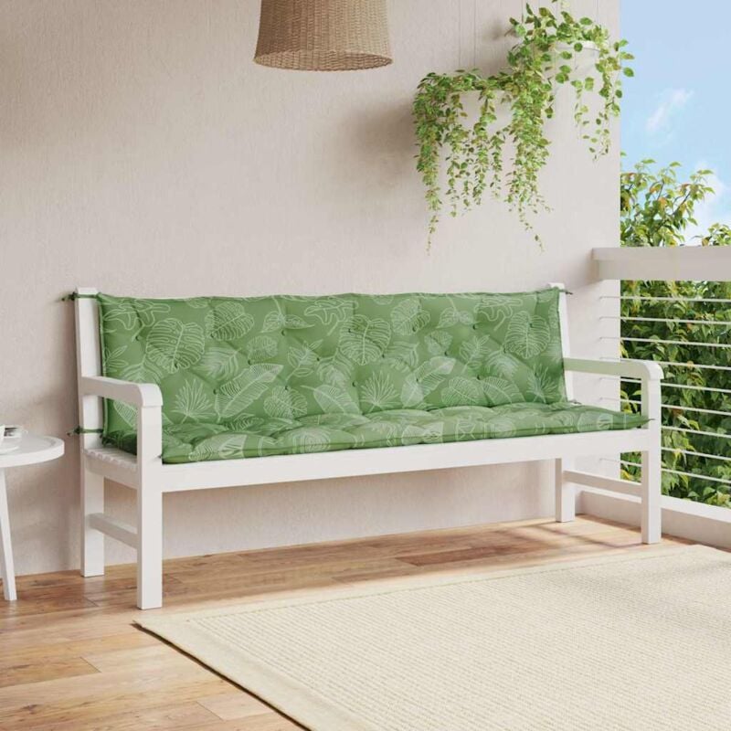 foto del prodotto vidaxl cuscini panca giardino 2 pz motivo a foglie 200x50x7 cm tessuto