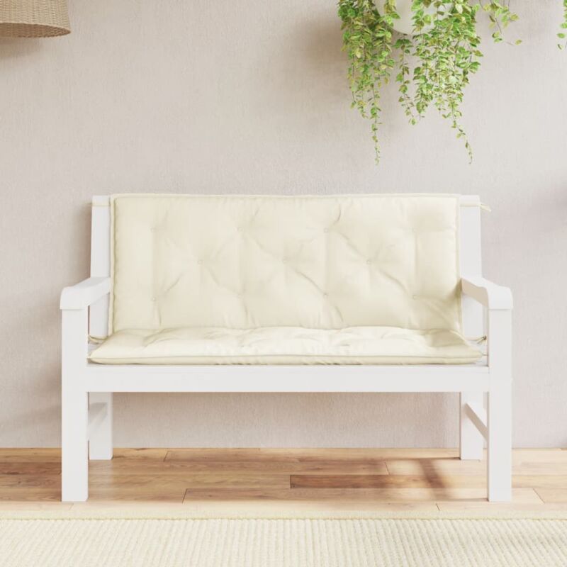 foto del prodotto vidaxl cuscini panca giardino 2pz bianco crema 120x50x7 tessuto oxford