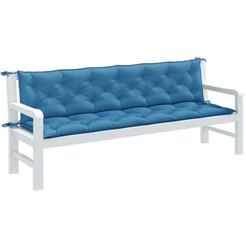 foto del prodotto vidaxl cuscini panca giardino 2pz blu m lange 200x50x7 cm tessuto