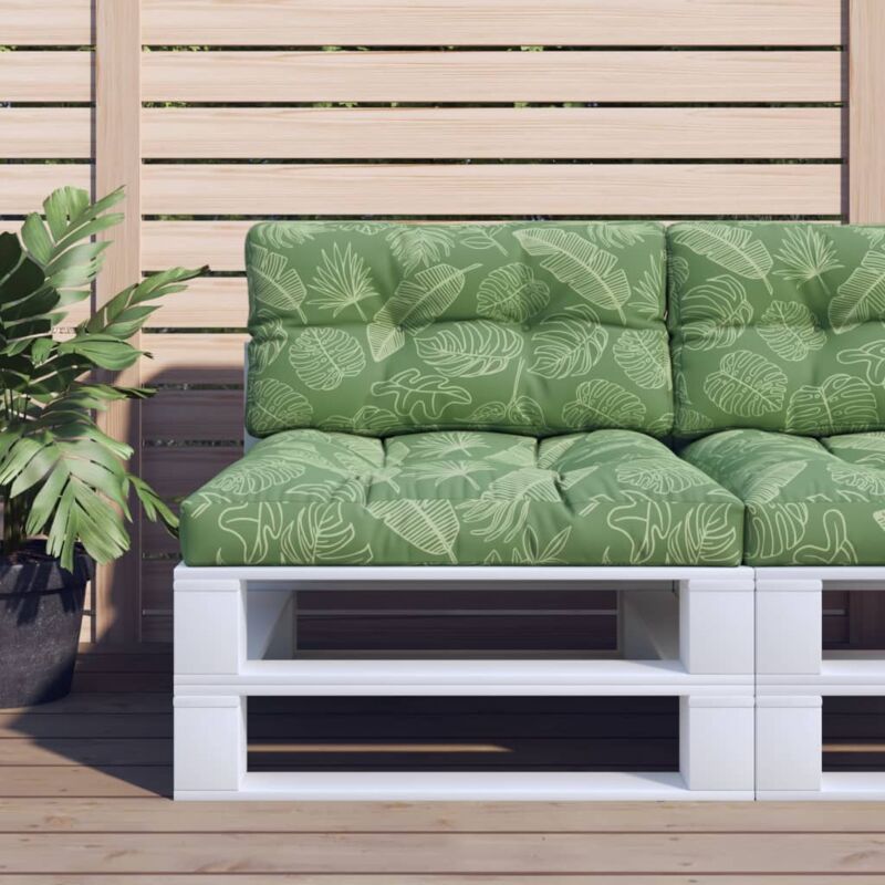 foto del prodotto vidaxl cuscini per pallet 2 pz motivo a foglie tessuto