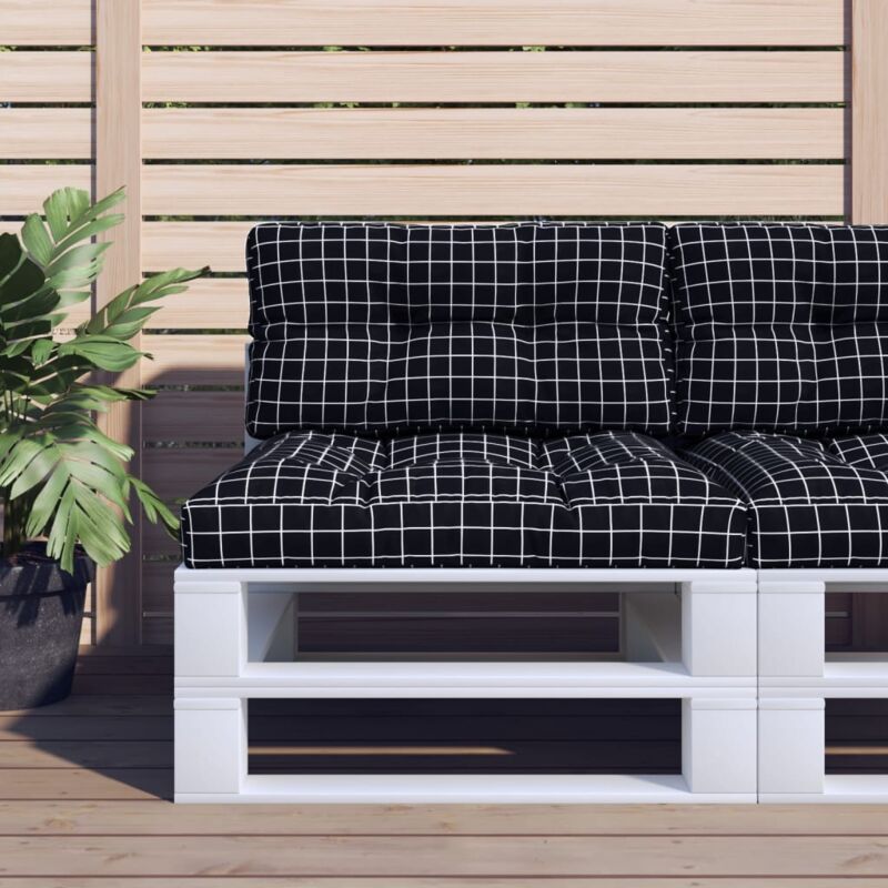 foto del prodotto vidaxl cuscini per pallet 2 pz neri motivo a quadri tessuto