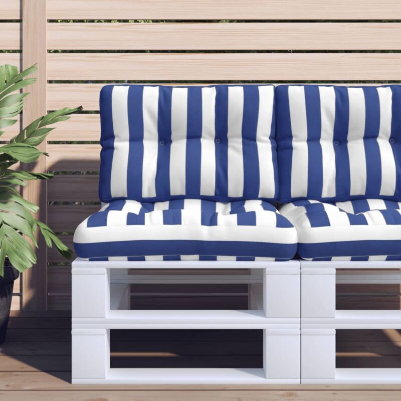 foto del prodotto vidaxl cuscini per pallet 2 pz strisce blu e bianche in tessuto