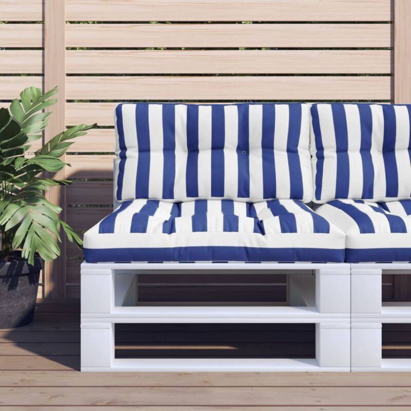 foto del prodotto vidaxl cuscini per pallet 2 pz strisce blu e bianche in tessuto