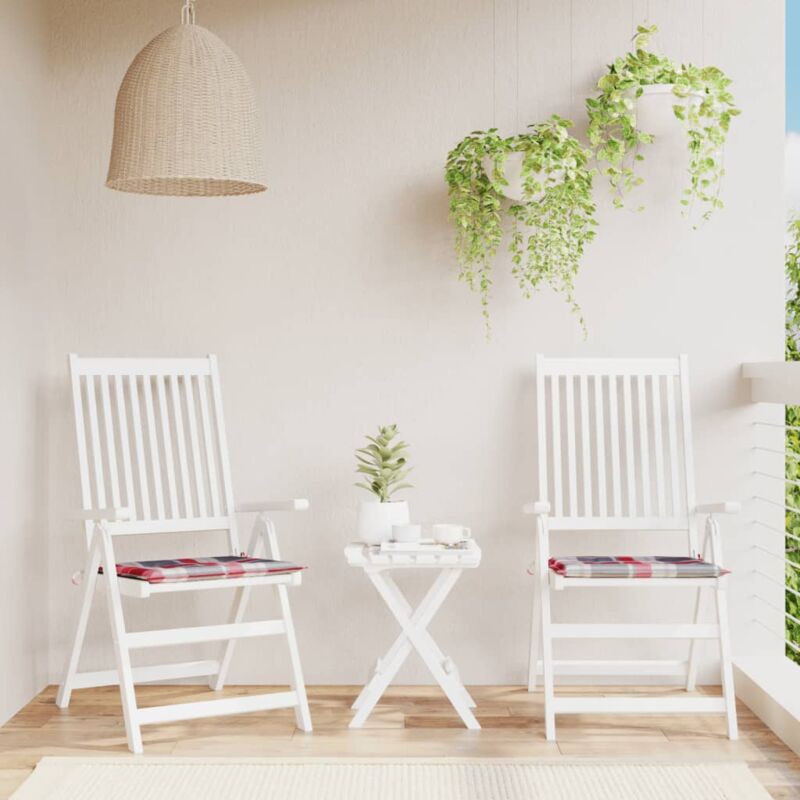 foto del prodotto vidaxl cuscini per sedia 2 pz a quadri rossi 40x40x3cm tessuto oxford