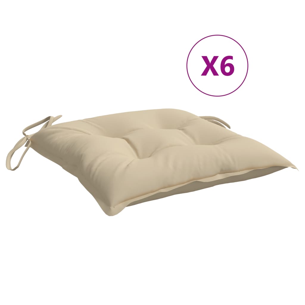 foto del prodotto vidaxl cuscini per sedia 6 pz beige 40x40x7 cm in tessuto oxford