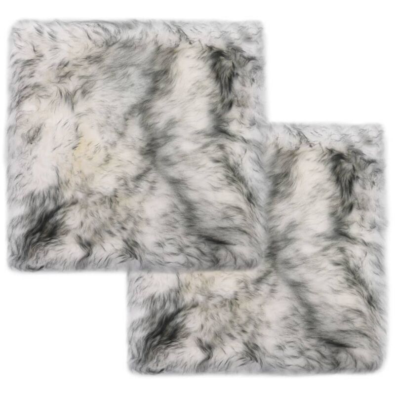 foto del prodotto vidaxl cuscini per sedie set 2 pz 40x40cm in vera pelle di montone vari colori colore melange grigio scuro