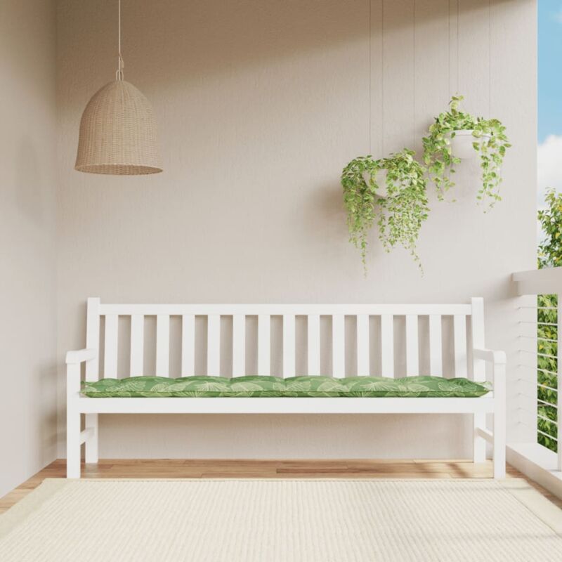 foto del prodotto vidaxl cuscino panca da giardino motivo a foglie 200x50x7 cm tessuto