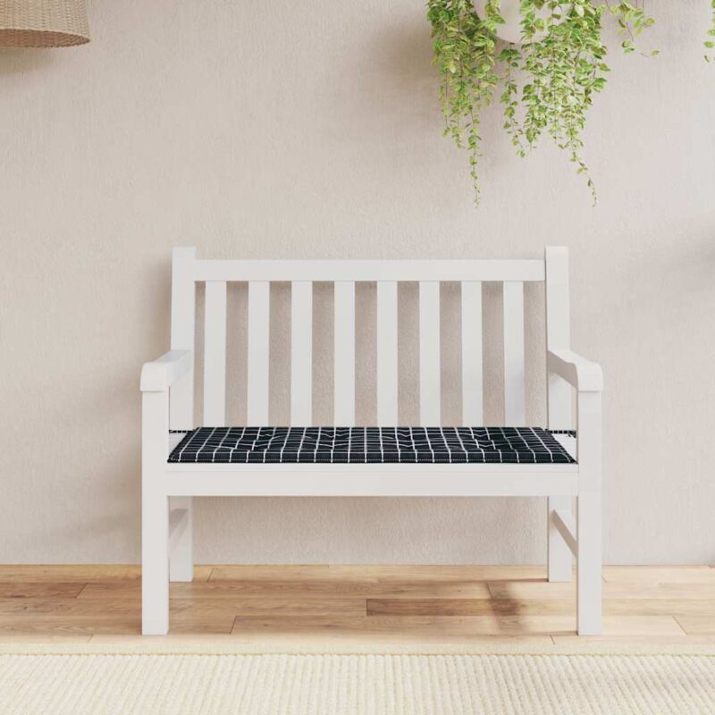 foto del prodotto vidaxl cuscino panca giardino a quadri nero 100x50x4 cm tessuto oxford