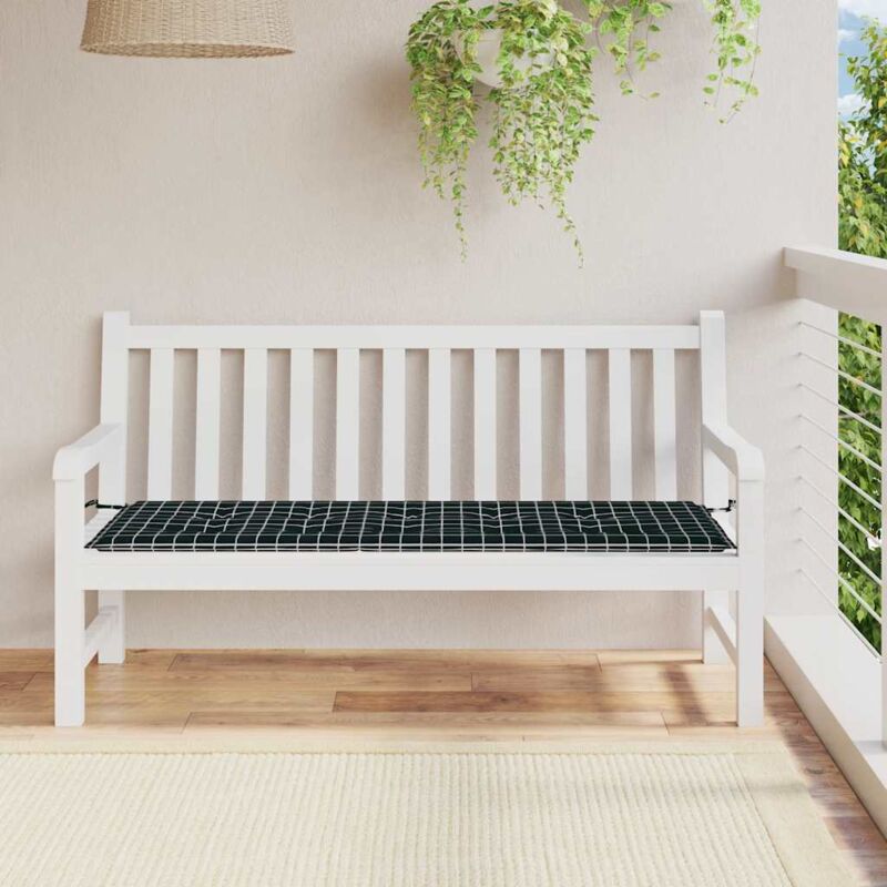 foto del prodotto vidaxl cuscino panca giardino a quadri nero 150x50x4 cm tessuto oxford