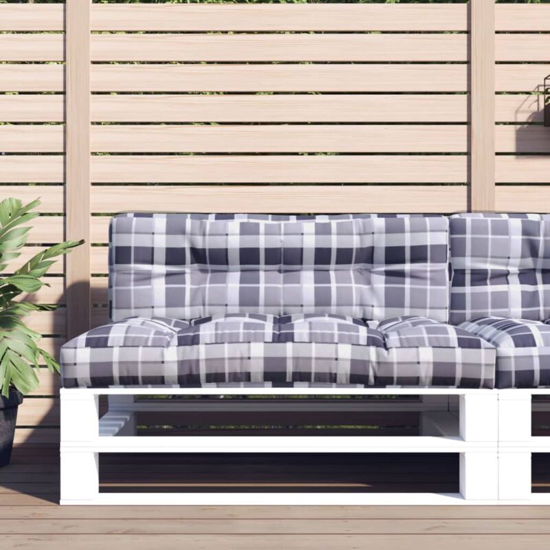 foto del prodotto vidaxl cuscino per pallet a quadri grigi 120x40x12 cm in tessuto