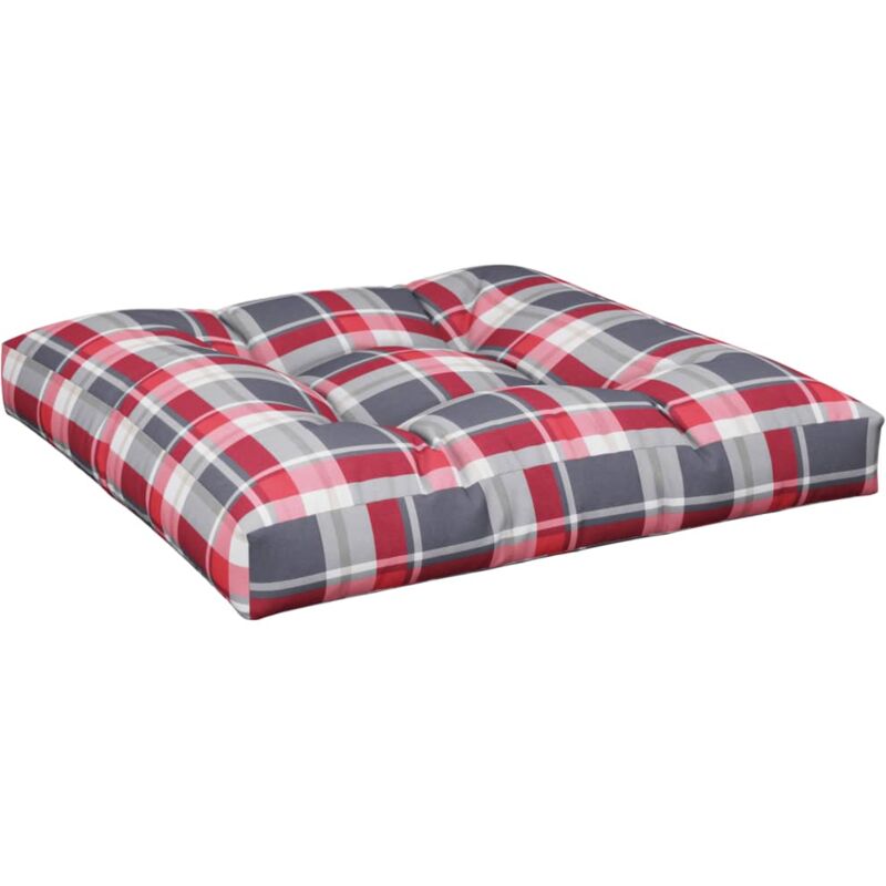foto del prodotto vidaxl cuscino per pallet a quadri rossi 70x70x12 cm in tessuto
