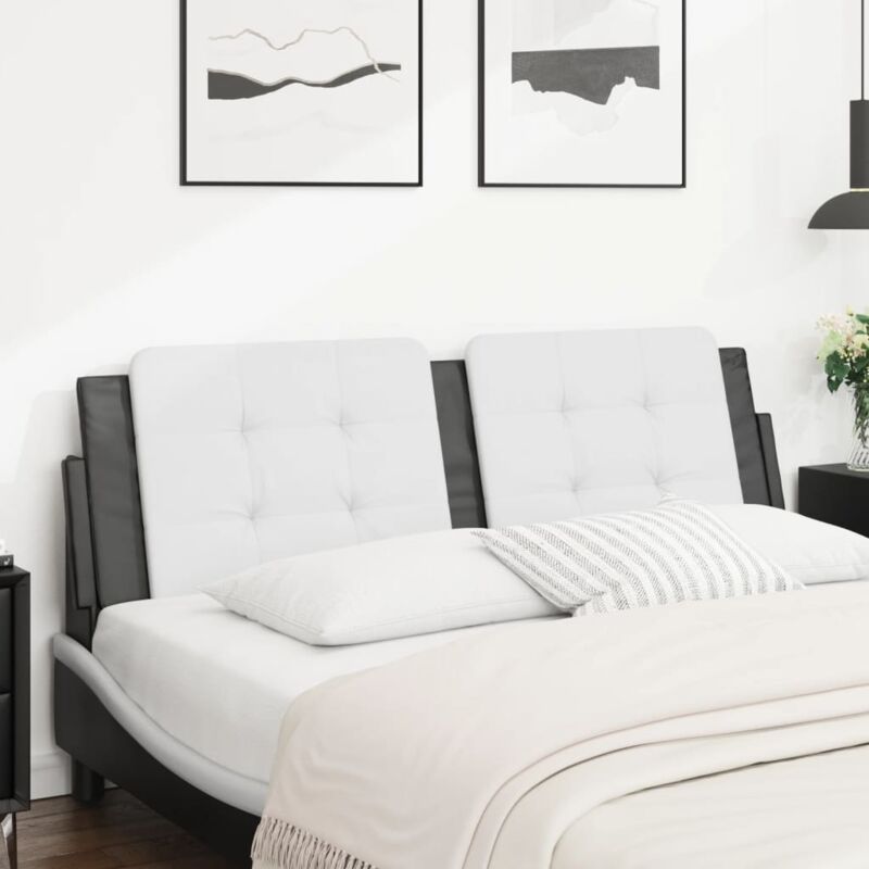 foto del prodotto vidaxl cuscino testiera bianco e nero 160 cm in similpelle
