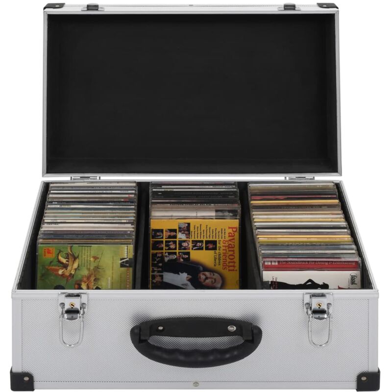 foto del prodotto vidaxl custodia cd per 60 cd in alluminio abs argento 651885