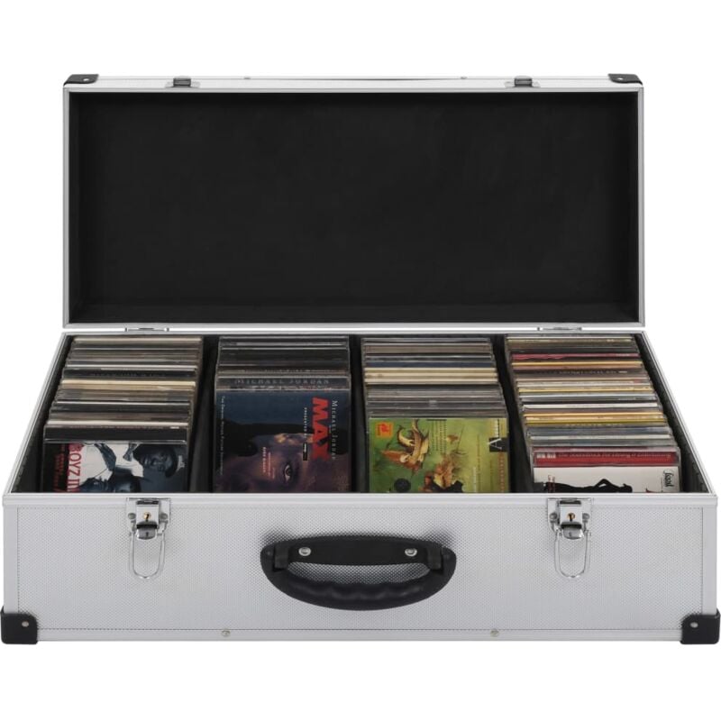 foto del prodotto vidaxl custodia cd per 80 cd in alluminio abs argento