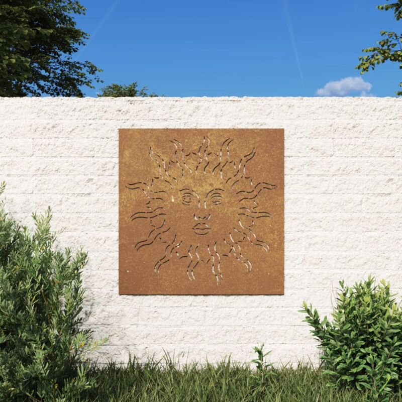 foto del prodotto vidaxl decorazione muro da giardino 55x55 cm sole in acciaio corten