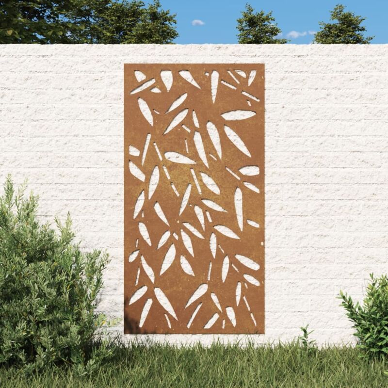 foto del prodotto vidaxl decorazione muro giardino 105x55 cm foglie bamb acciaio corten