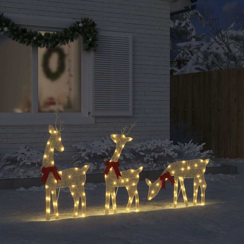 foto del prodotto vidaxl decorazione natalizia renna 3 pz 90 led bianco caldo